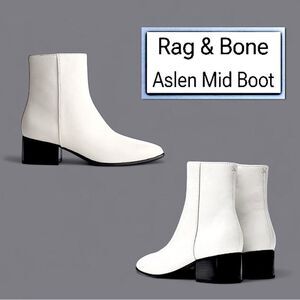 Rag & Bone Aslen Mid Leather Chelsea Boot Antique White